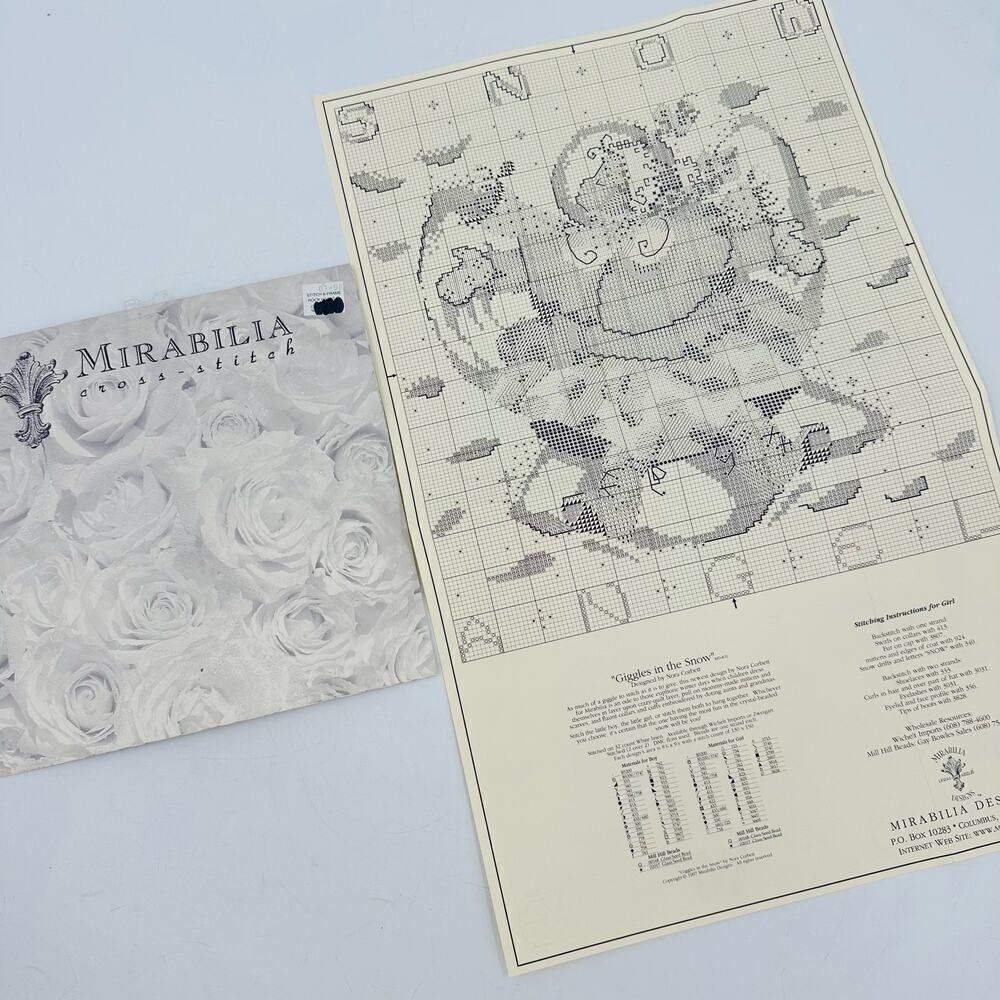 Mirabilia SNOW ANGEL Cross Stitch Pattern Chart "Giggles in the Snow" BOY GIRL